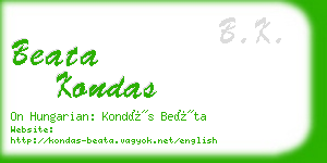 beata kondas business card